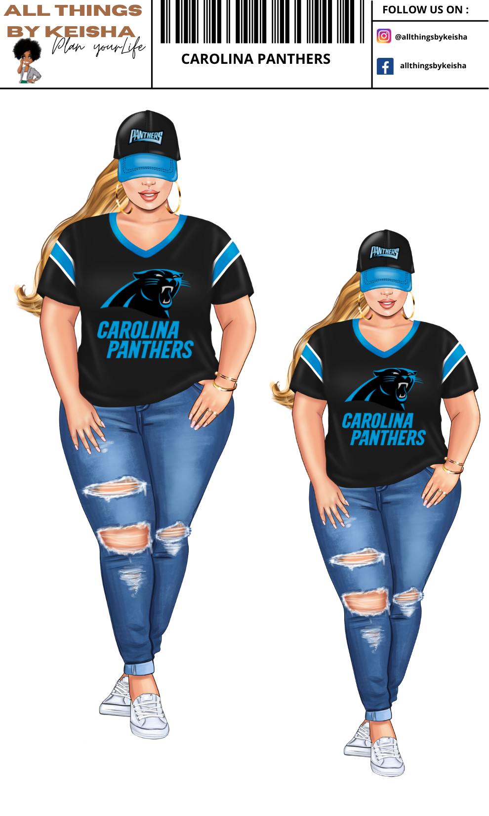 CAROLINA PANTHERS PLANNER GIRL STICKER SET