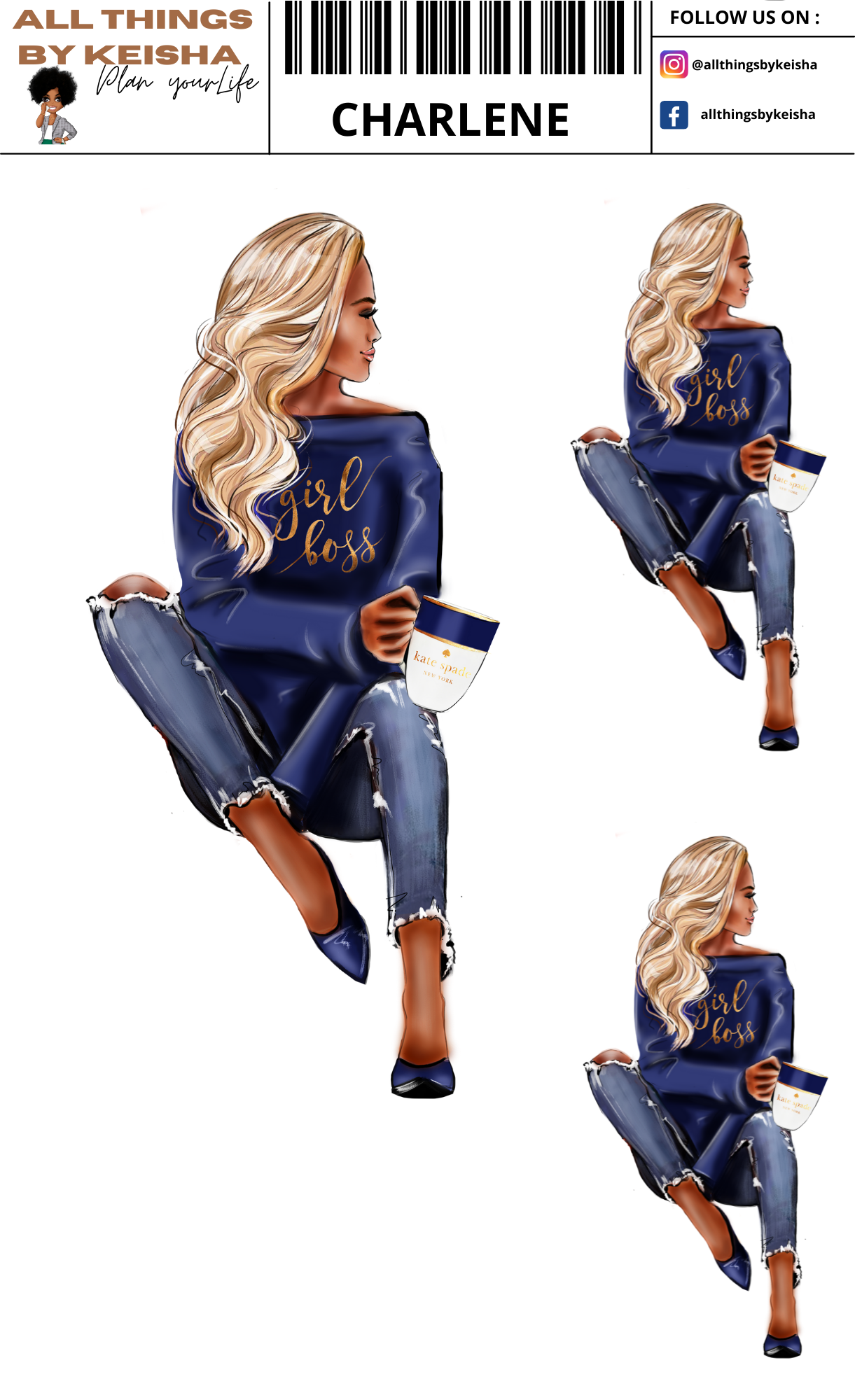 CHARLENE PLANNER GIRL STICKER SET