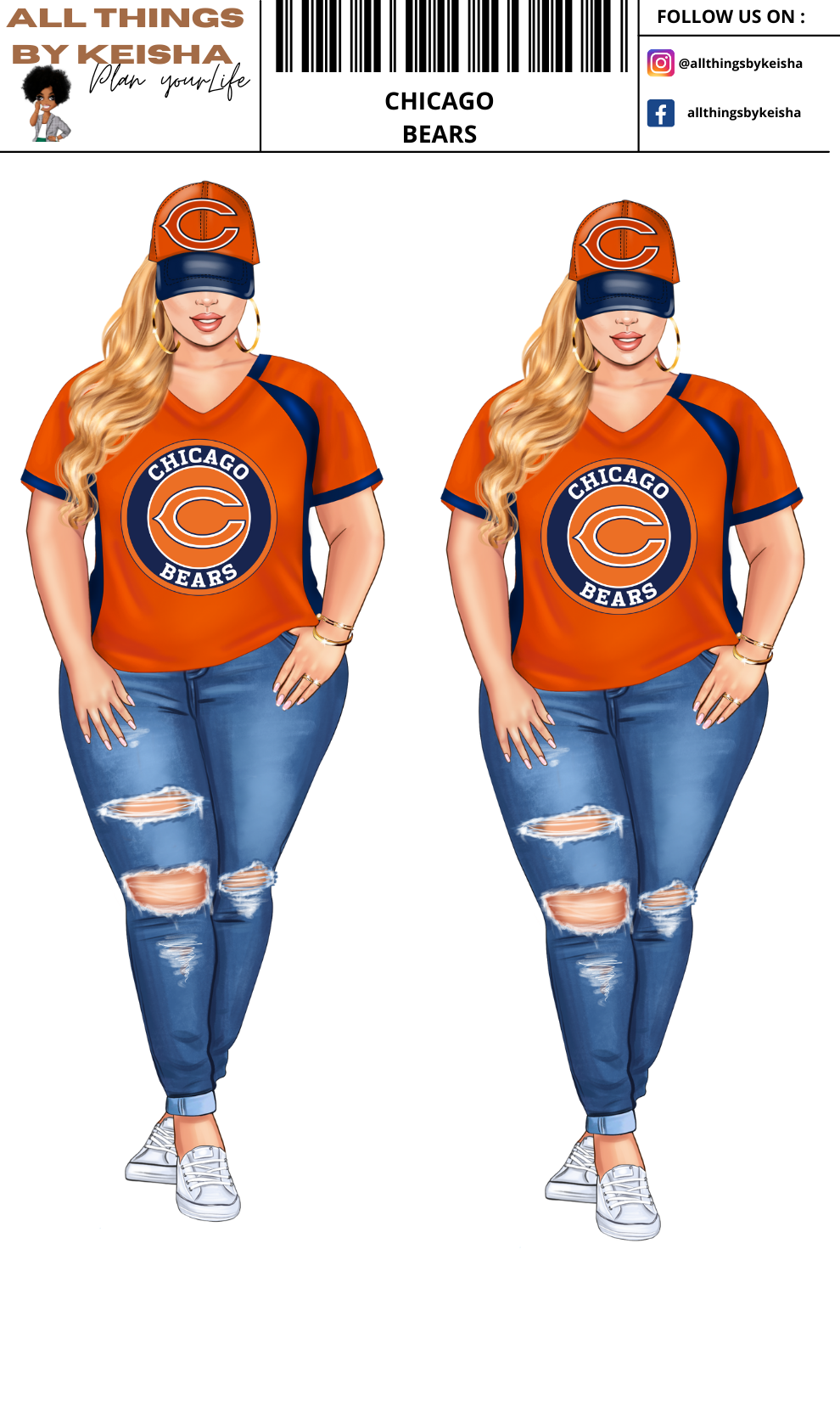 CHICAGO BEARS PLANNER GIRL STICKER SET