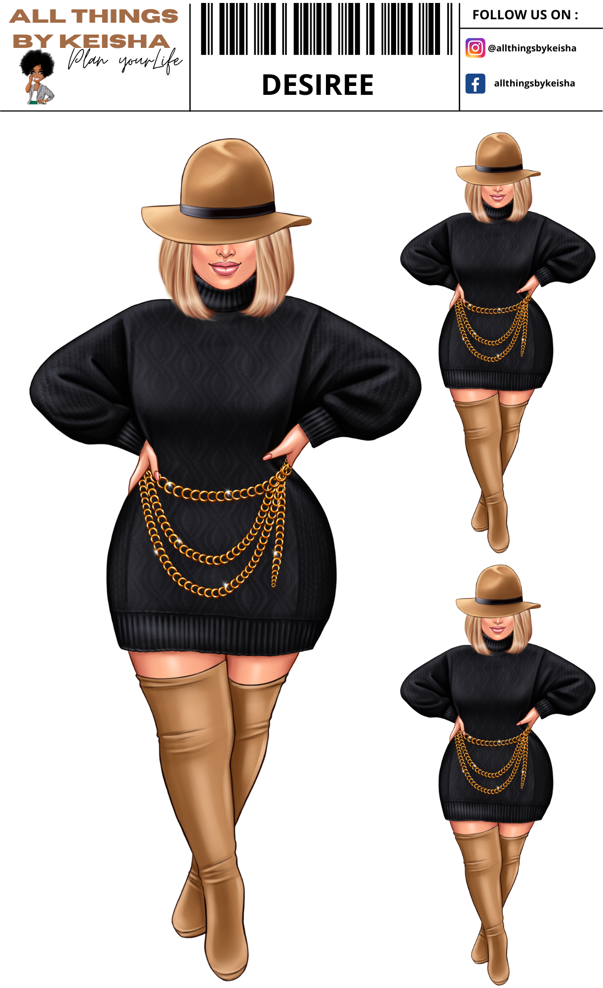 DESIREE PLANNER GIRL STICKER SET