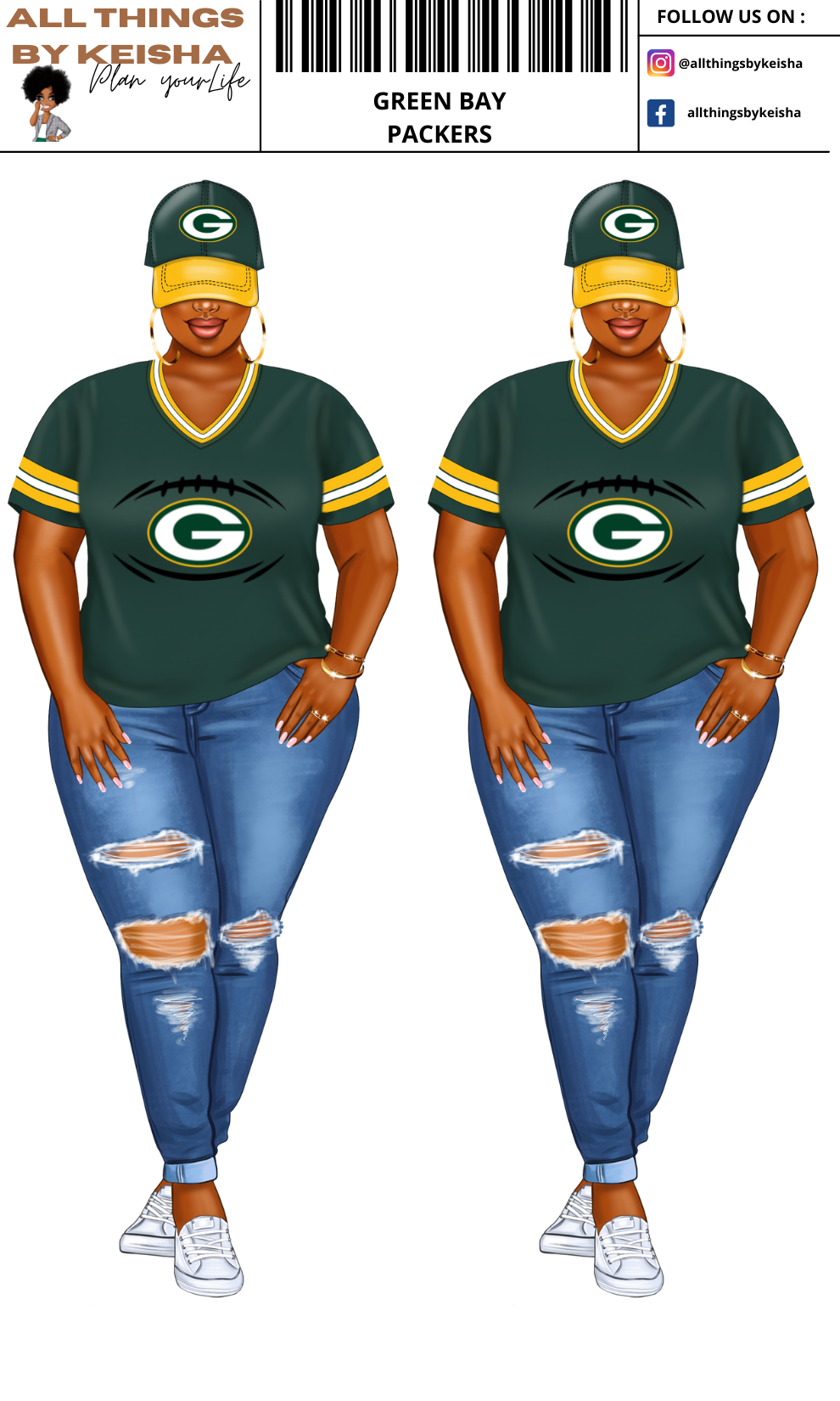 PACKERS PLANNER GIRL STICKER SET