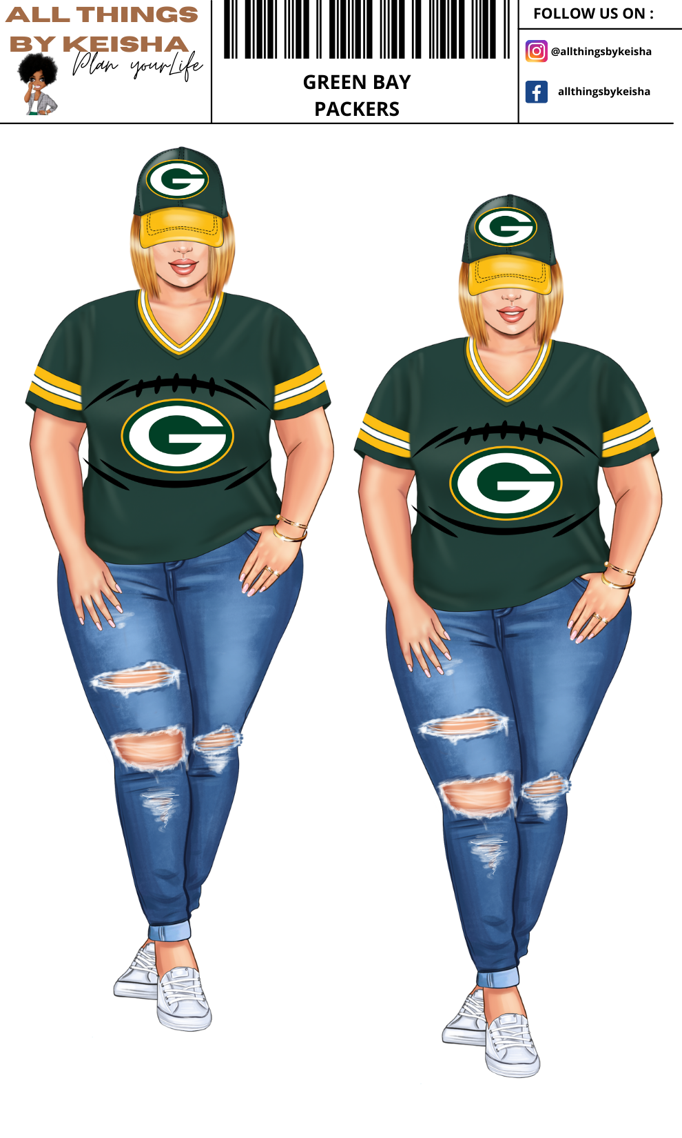 PACKERS PLANNER GIRL STICKER SET