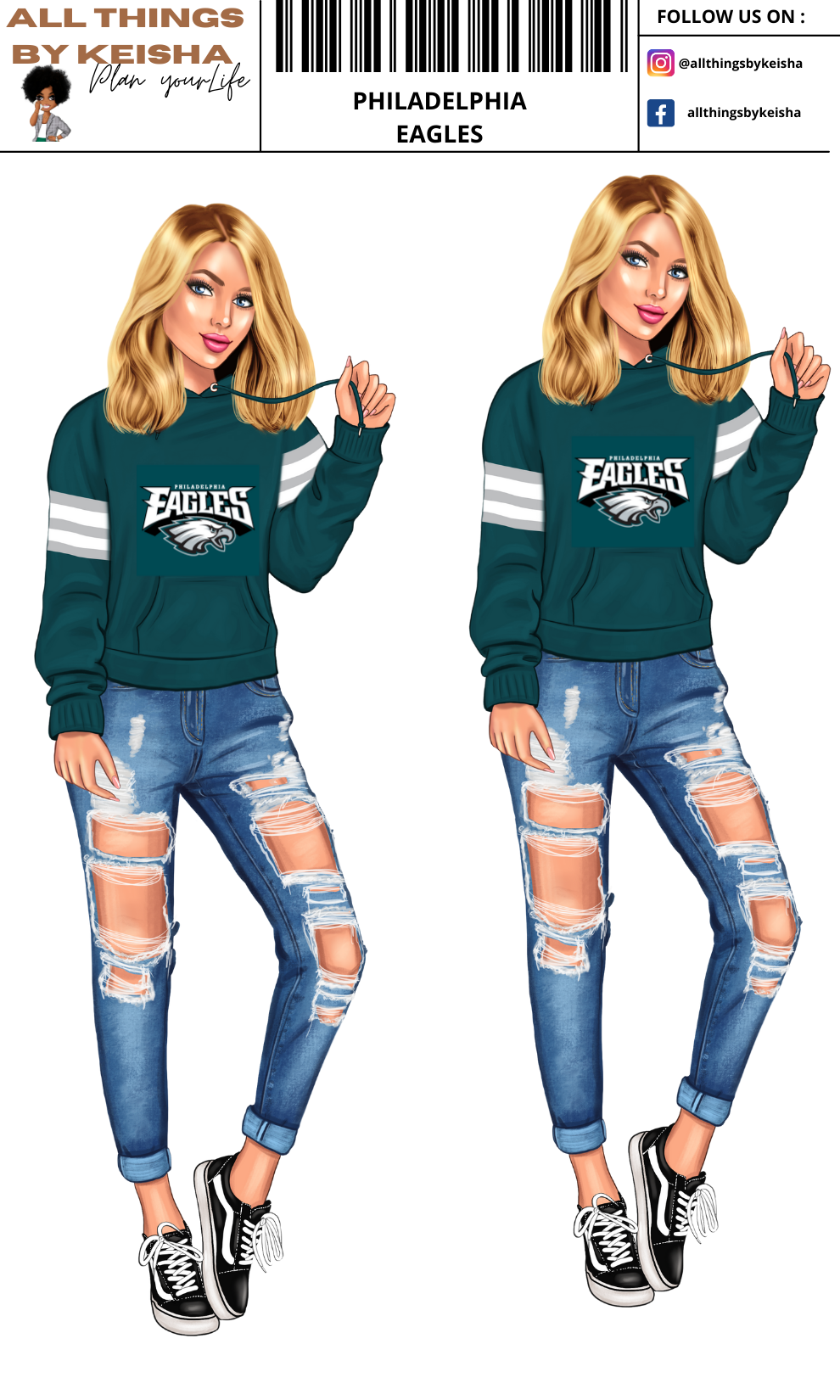 EAGLES PLANNER GIRL STICKER SET