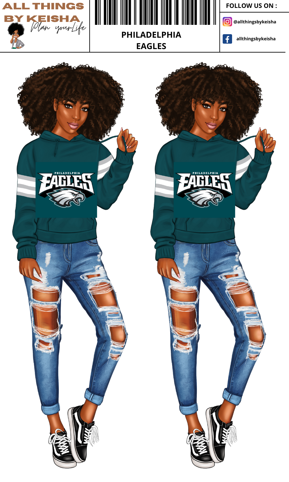 EAGLES PLANNER GIRL STICKER SET