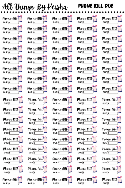 PHONE BILL DUE SCRIPT STICKERS