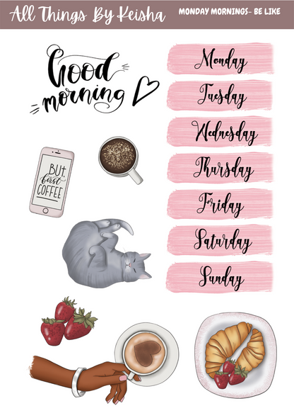 MONDAYS BE LIKE -2 -PAGE  FUNCTIONAL STICKER KITS