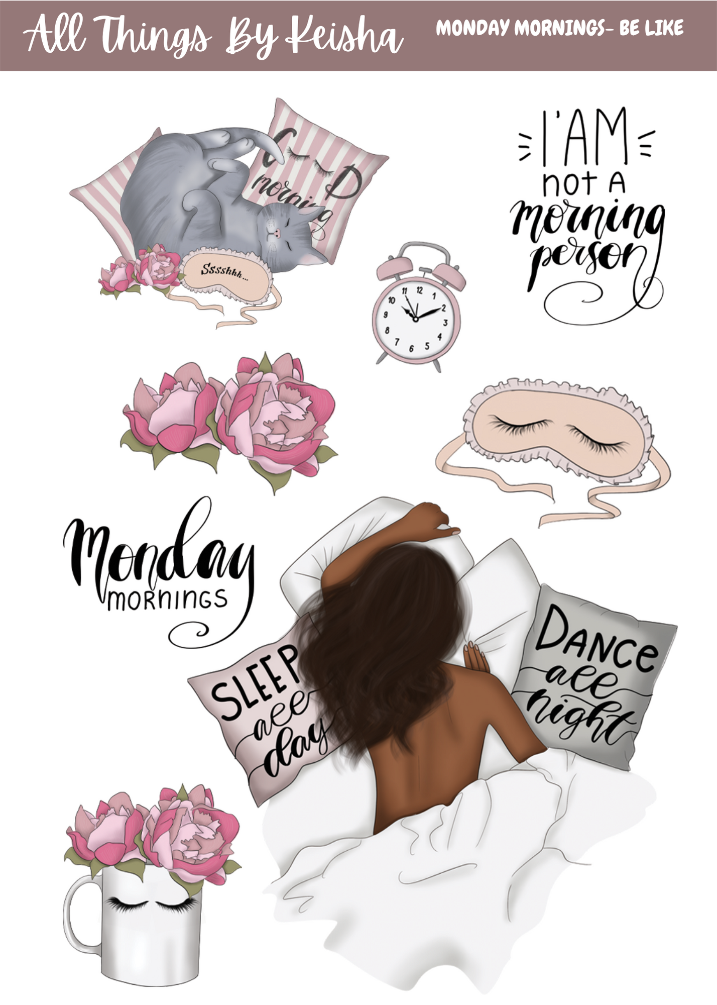 MONDAYS BE LIKE -2 -PAGE  FUNCTIONAL STICKER KITS