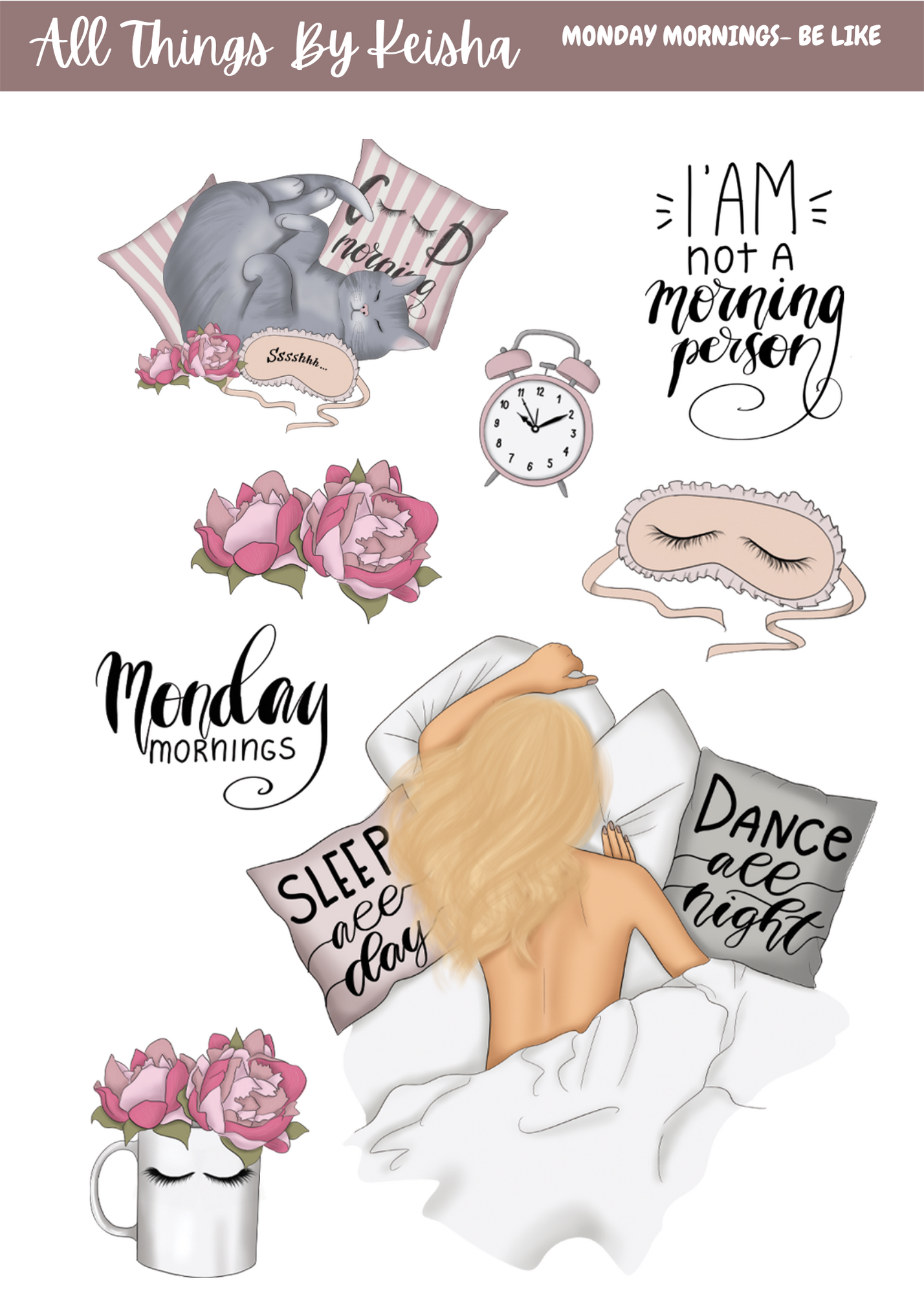 MONDAYS BE LIKE -2 -PAGE  FUNCTIONAL STICKER KITS