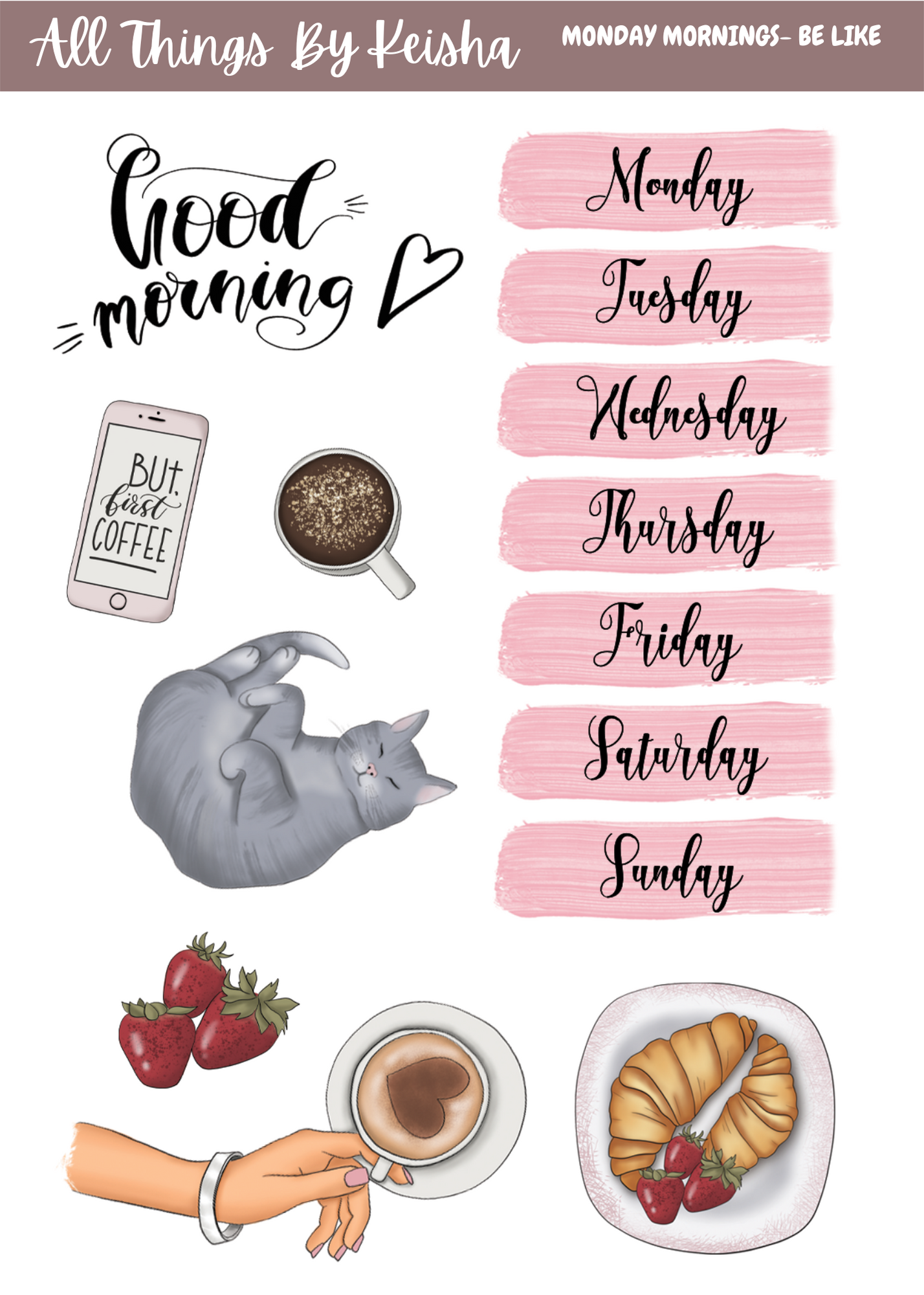 MONDAYS BE LIKE -2 -PAGE  FUNCTIONAL STICKER KITS